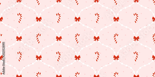 Cuadro en lienzo Design christmas small candy seamless lollipop pattern vector cover bg background