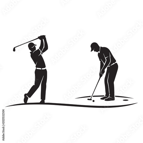 Golf Players Silhouette Vector Illustration Design