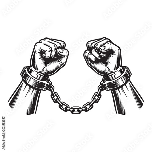 Hands in Handcuffs Chain Vector Illustration Design