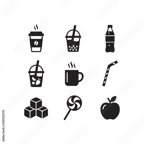 Food and Drink Icon Set Vector Illustration Collection