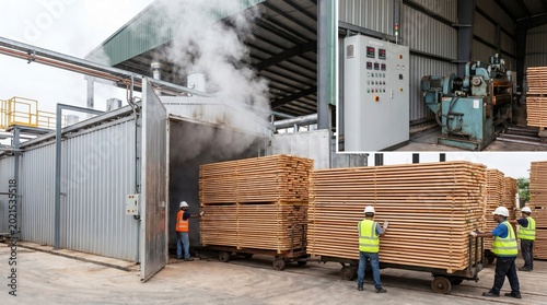 Wood drying kiln industrial process