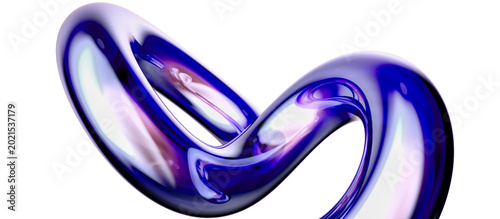 Tableau sur toile Abstract blue purple gradient glass effect with iridescent glow 3d rendering shape