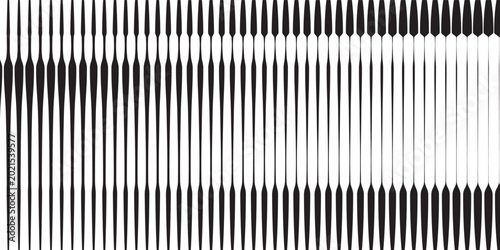 Black and white striped halftone gradient. Fading line gradation background. Repeating strip pattern backdrop. Parallel lines wallpaper for overlay, print, cover. Vector Doppler effect concept