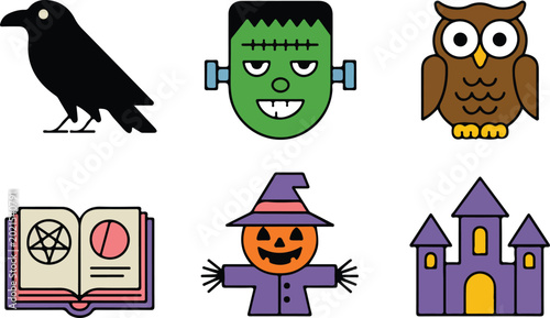 Foto Halloween Spooky Cartoon Icon Set