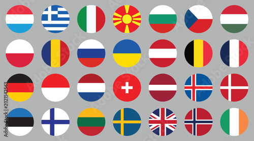 Tableau sur toile Europe vector national flag collection