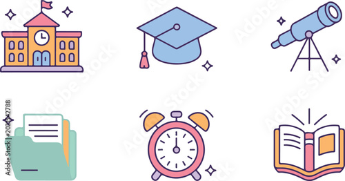 Tableau sur toile Education and School Outline Icon Set