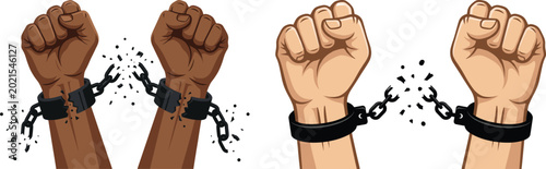 Photos Freedom Fist Illustration Collection with Broken Chain Liberation Symbols for Hu