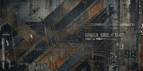 Quadro em tela Abstract Grunge Industrial Metal Background with Old Abandoned Factory Structure