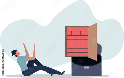 Photos Business dead end, no way to exit or big mistake and wrong decision, obstacle and difficulty to overcome concept,person's life situation and his activities