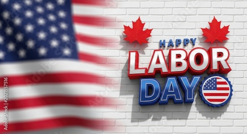 Labor day celebration american flag and festive typography design