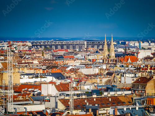 Canvas Print Aerial drone panorama of Budapest Old Town, Hungary