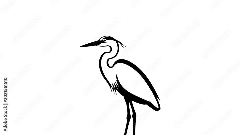 Naklejka premium Heron Bird Silhouette