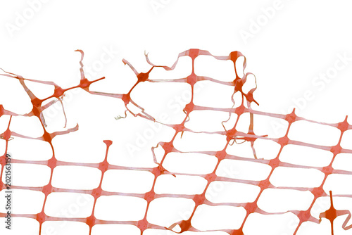 Εκτύπωση καμβά a orange plastic construction fence ripped and twisted isolated on Transparent b