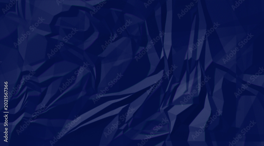 Obraz premium Abstract dark blue crumpled paper texture with geometric folds and shadows