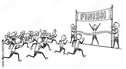Bild auf Leinwand Race to the Finish Line: An animated race unfolds, depicting determination, competition, and the thrill of victory as runners strive towards the finish