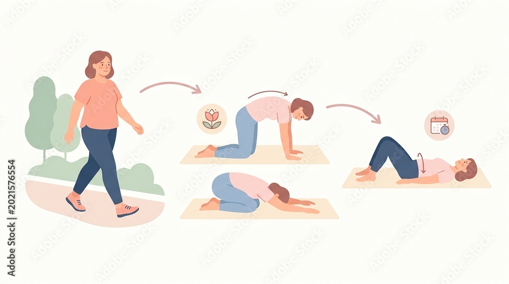 Obraz premium Woman engages in postpartum exercises to enhance recovery and mobility during the fourth trimester in an outdoor environment