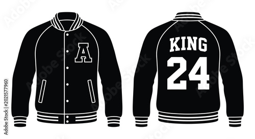 Φωτογραφία Black varsity jacket with customizable letter and number design