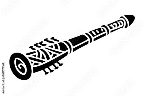 didgeridoo instrument silhouette illustration for traditional indigenous wind music performance and acoustic design