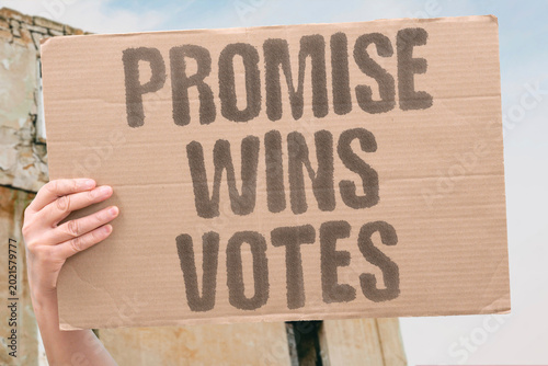 Billede på lærred "Promise Wins Votes" Promises are calibrated to win elections and discarded once office is secured