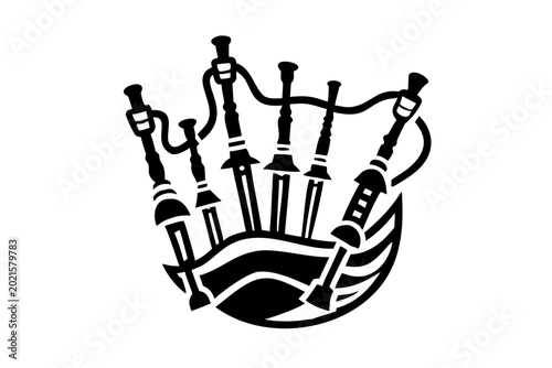 bagpipes instrument silhouette illustration for traditional scottish folk music performance and acoustic design
