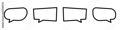 Bild auf Leinwand A collection of four distinct speech bubble shapes in black outline on a white b