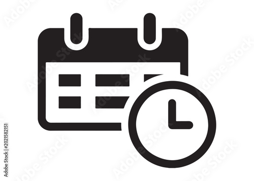 scheduling logo silhouette vector, calendar with clock silhouette vector illustration, calendar reminder logo silhouette vector, calendar date with checkmark logo silhouette design on white background