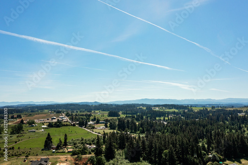Aerial view of sky and countryside