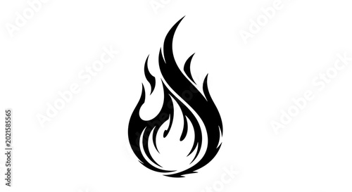 Cuadro en lienzo Symbol of Burning Flame: A sleek, dynamic rendering of a stylized flame, a potent emblem of energy, passion, and transformation, standing against backdrop