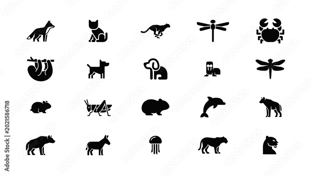 Fototapeta premium Animal and Insect Icon Set