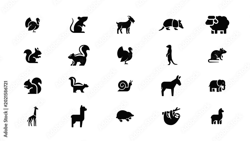 Obraz premium Minimalist Animal Icon Set