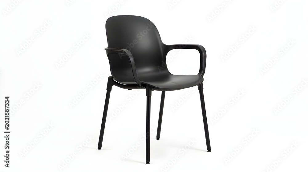 Fototapeta premium Black plastic stackable chair isolated on white background