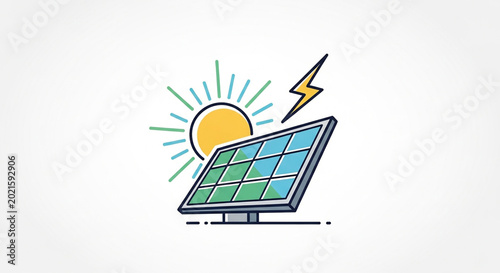 Solar panel illustration showing clean energy production with bright sun icon
