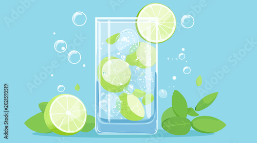 Refreshing lemon-lime infused water with ice and fresh citrus