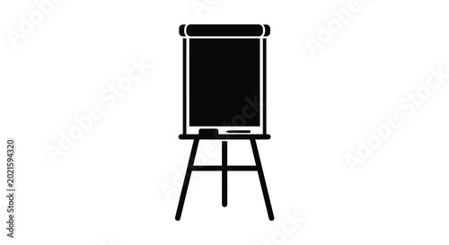 Quadro su tela Black and white icon of a flip chart on an easel
