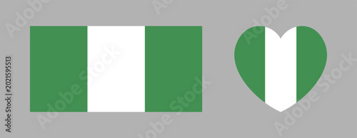 Quadro su tela Flag of Nigeria heart, rectangular icon, sticker