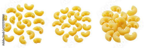 Bild auf Leinwand Fresh Uncooked Elbow Macaroni Pasta Pieces for Italian Cuisine Recipes and Dried