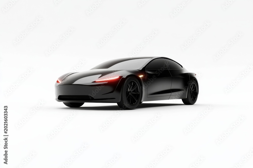 Fototapeta premium Futuristic electric car design concept on white background