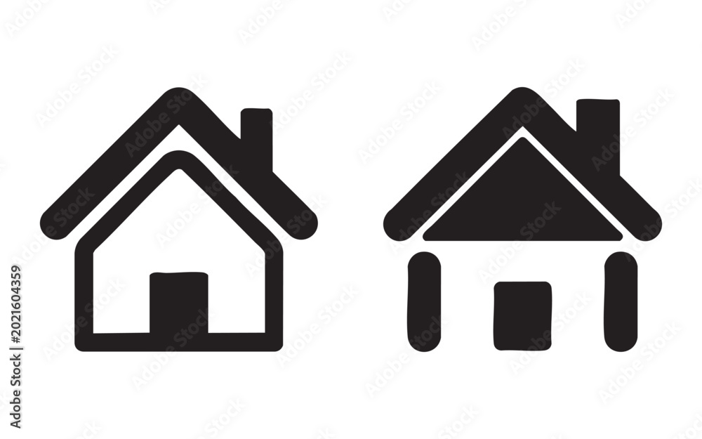 Fototapeta premium Two black house icons on transparent background for web design vector illustration.