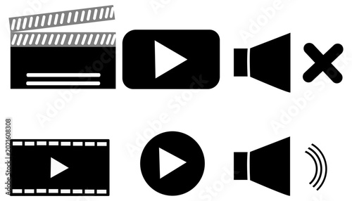 Online Media & Video Player Icon Set Collection - YouTube, Play Button, Streaming Interface Vector Icons