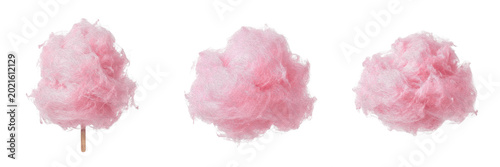 фотографія Fluffy Piece of Pink Cotton Candy or Fairy Floss Isolated on Pure White Backgrou