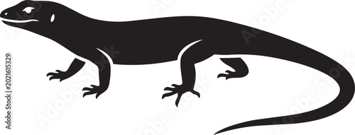 Foto Black silhouette of a lizard a simple vector illustration for wildlife or reptil