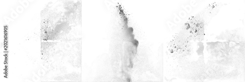 Принти на полотні Isolated Dark Powder Explosion Splash Set Abstract Charcoal Smoke Dust Cloud Tex