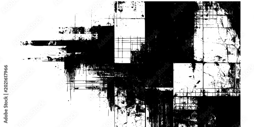 Fototapeta premium Grunge vertical distressed backgrounds with grid patterns and textured brush strokes 