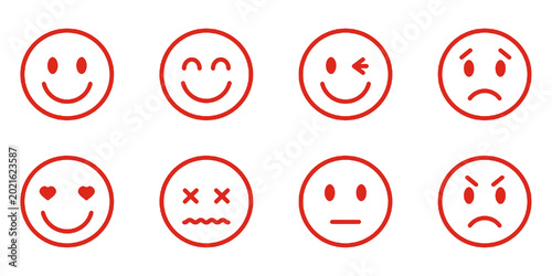 Tableau sur toile Red illustration icon of a smiley face.
