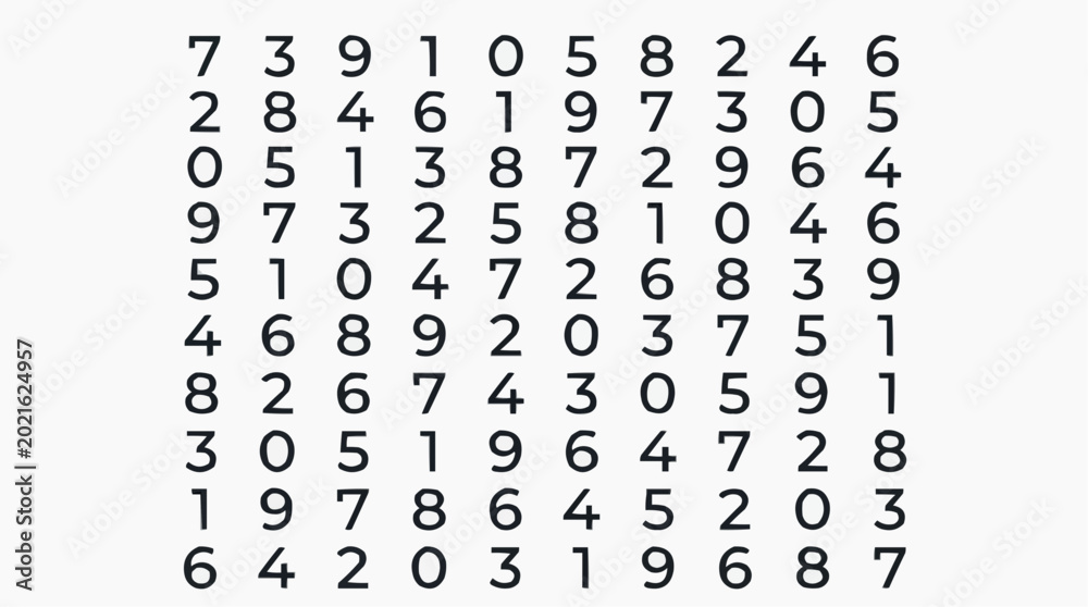 Obraz premium Grid of random numbers in a clean minimalist design