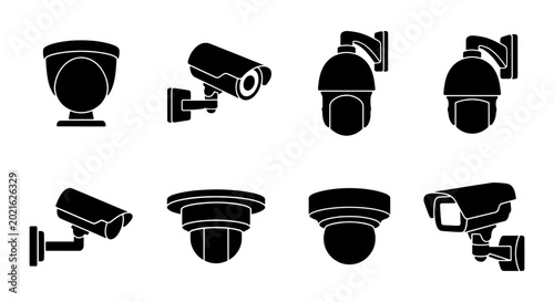 Security Camera Icons, Surveillance Systems, CCTV Vector Set