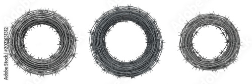Bild auf Leinwand Thick Coiled Barbed Wire Roll Large Size, Industrial Sharp Metal Security Fence