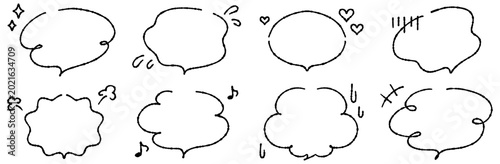 感情が伝わる手書きの吹き出しセット かわいい漫符付きのゆるい装飾