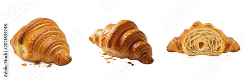 Photos Isolated Fresh Baked Golden Croissant Flaky French Pastry Delicious Breakfast Ba