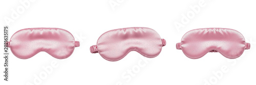 Fotografía Isolated Pink Silk Sleep Mask Soft Blindfold Night Eyemask Travel Relaxation Acc
